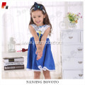 wholesale flower printed blue princess birthday dress